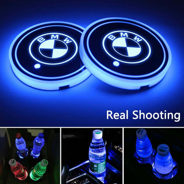LED Car Cup Holder Lights, Custom fit for, 7 Colors Changing USB Charging Mat Luminescent Cup Pad, LED Interior Atmosphere Lamp